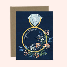 Load image into Gallery viewer, Navy Floral Engagement Card
