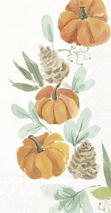 Harvest Pumpkin Wreath Leaves Guest Napkin