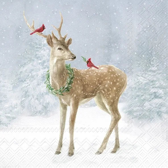 Deer in Snow Cocktail Napkin