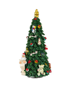 Christmas Tree With Revolving Santa Music Box