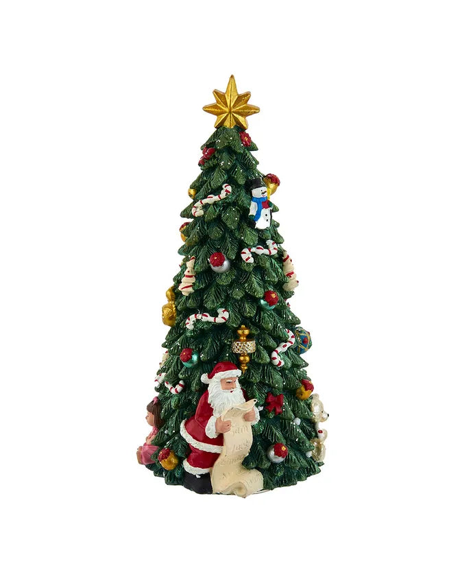 Christmas Tree With Revolving Santa Music Box