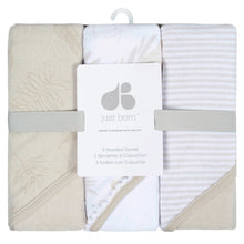 Load image into Gallery viewer, Just Born Natural Leaves Hooded Towel, 3 Pack
