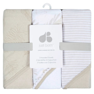 Just Born Natural Leaves Hooded Towel, 3 Pack