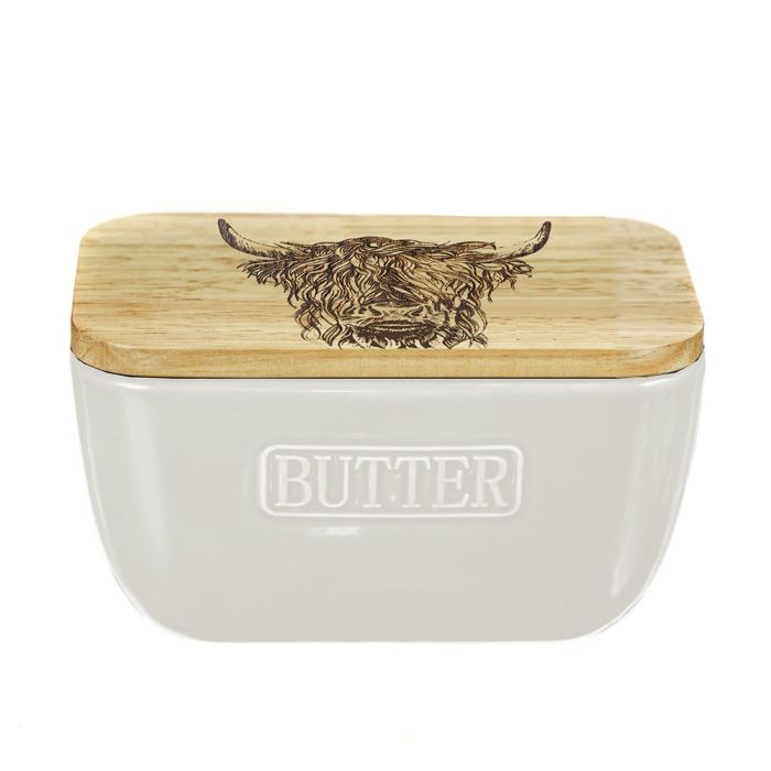 Highland Cow White Butter Dish