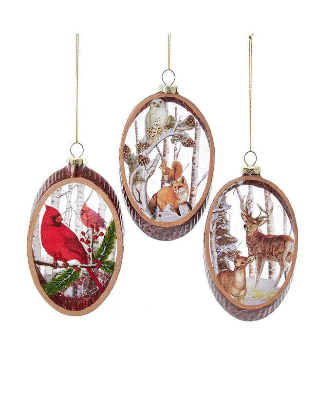 Glass Woodland Ornament, 3 Assorted