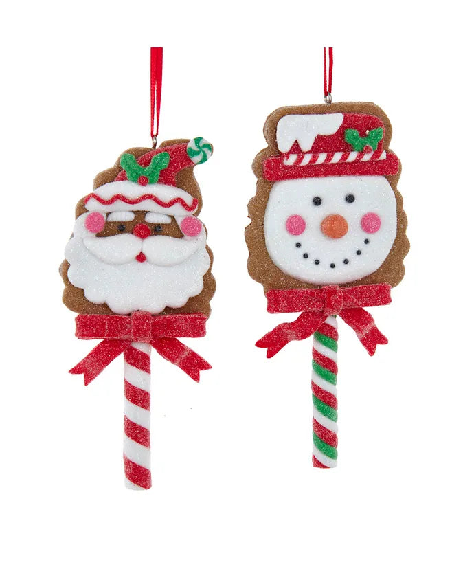 Gingerbread Santa and Snowman Cookie Pops Ornament