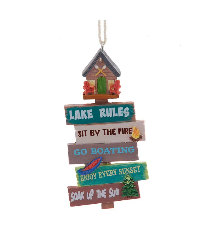 Lake Pole With Signs Ornament