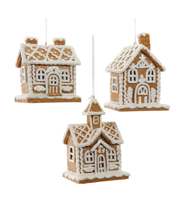 Gingerbread House Ornaments, 3 Assorted