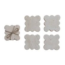 Load image into Gallery viewer, Travertine Coasters w/ Scalloped Edge, Set of 4
