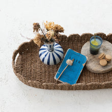 Load image into Gallery viewer, Hand-Woven Bankuan Scalloped Tray with Handles, Natural
