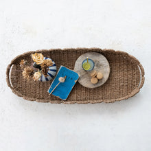 Load image into Gallery viewer, Hand-Woven Bankuan Scalloped Tray with Handles, Natural
