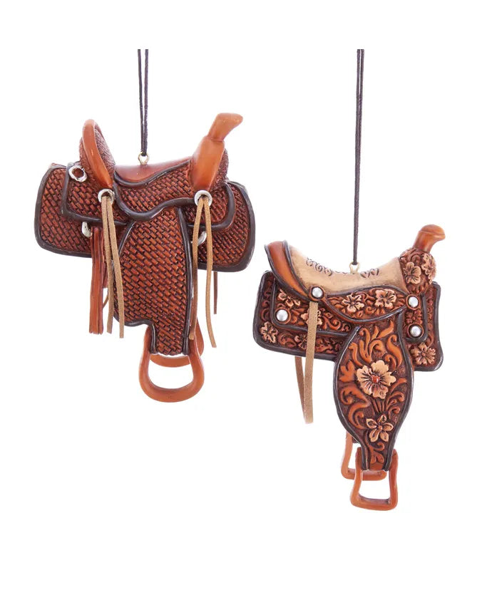 Western Saddle Ornaments, 2 Assorted