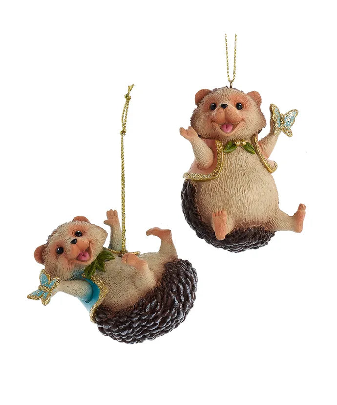 Hedgehog With Butterfly Ornaments, 2 Assorted