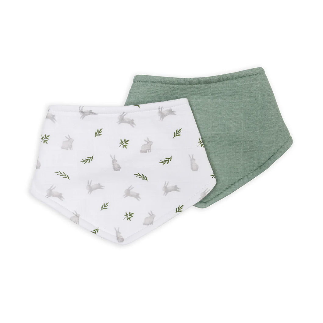 Lulujo Bandana Bibs - 2 pack - Bunny + Fern