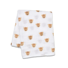 Load image into Gallery viewer, Highland Cows Cotton Muslin Swaddle Blanket
