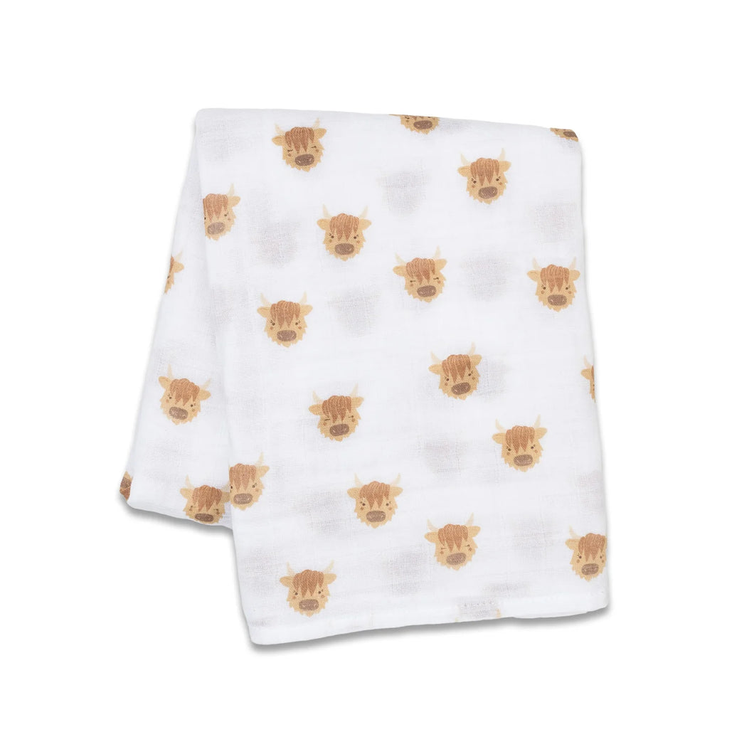 Highland Cows Cotton Muslin Swaddle Blanket