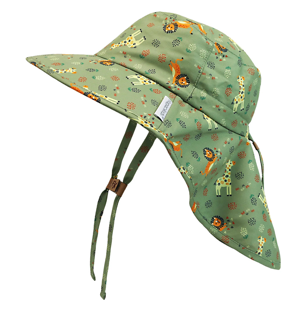 Lion + Giraffe Sun Hat with Neck Cape