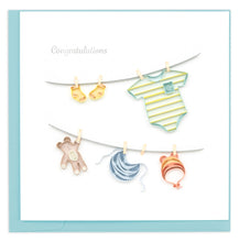Load image into Gallery viewer, Baby Clothesline Quilling Card
