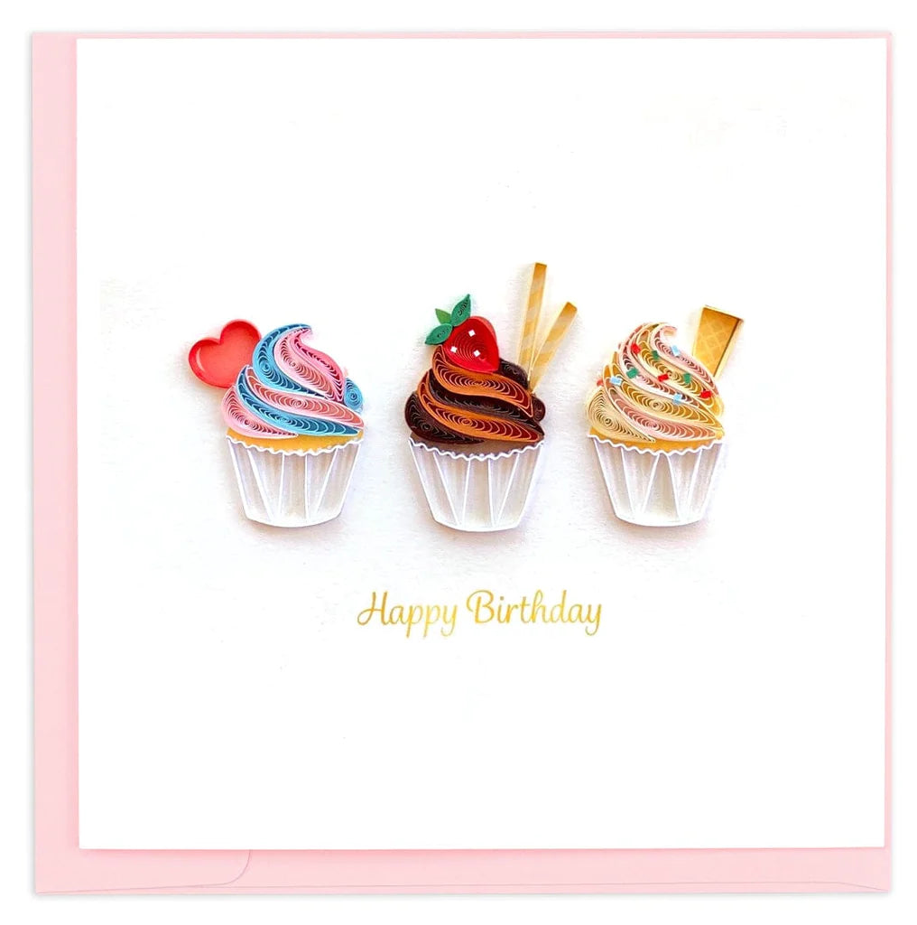 Cupcake Trio Birthday Quilling Card