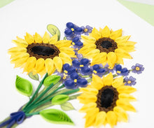 Load image into Gallery viewer, Sunflower Bouquet Quilling Birthday Card
