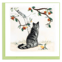 Load image into Gallery viewer, Cat &amp; Orange Branch Quilling Card
