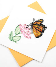 Load image into Gallery viewer, Monarch + Milkweed Quilling Card

