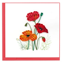 Load image into Gallery viewer, Red + Orange Poppies Quilling Card
