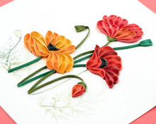 Load image into Gallery viewer, Red + Orange Poppies Quilling Card
