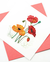 Load image into Gallery viewer, Red + Orange Poppies Quilling Card

