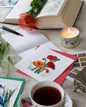 Load image into Gallery viewer, Red + Orange Poppies Quilling Card

