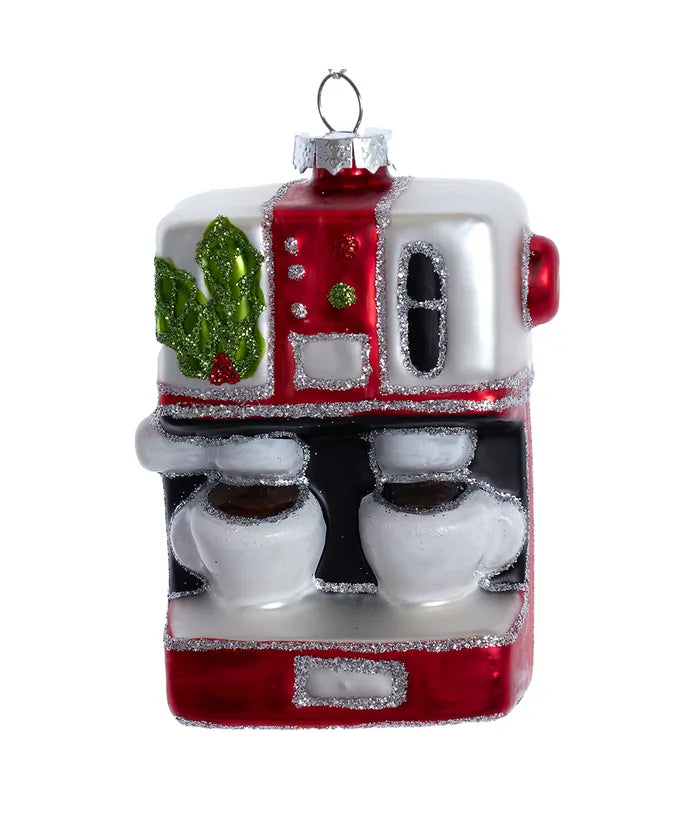 Red and Silver Cappuccino Machine Ornament