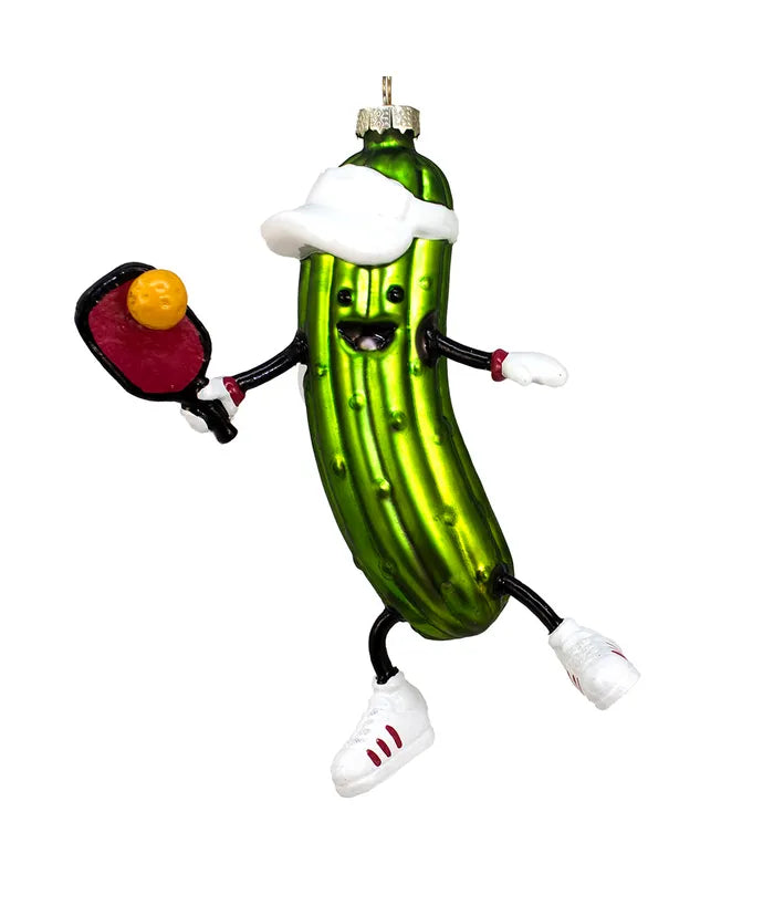 Glass Pickleball Pickle Ornament