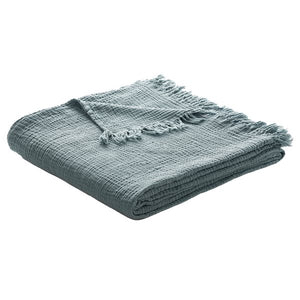 Muslin Cotton Throw, Steel Blue