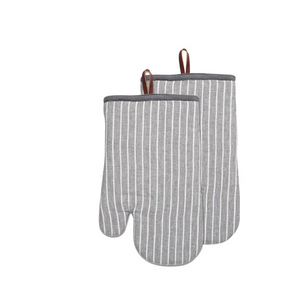 Chambray Stripe Oven Mitt Set of 2 Charcoal