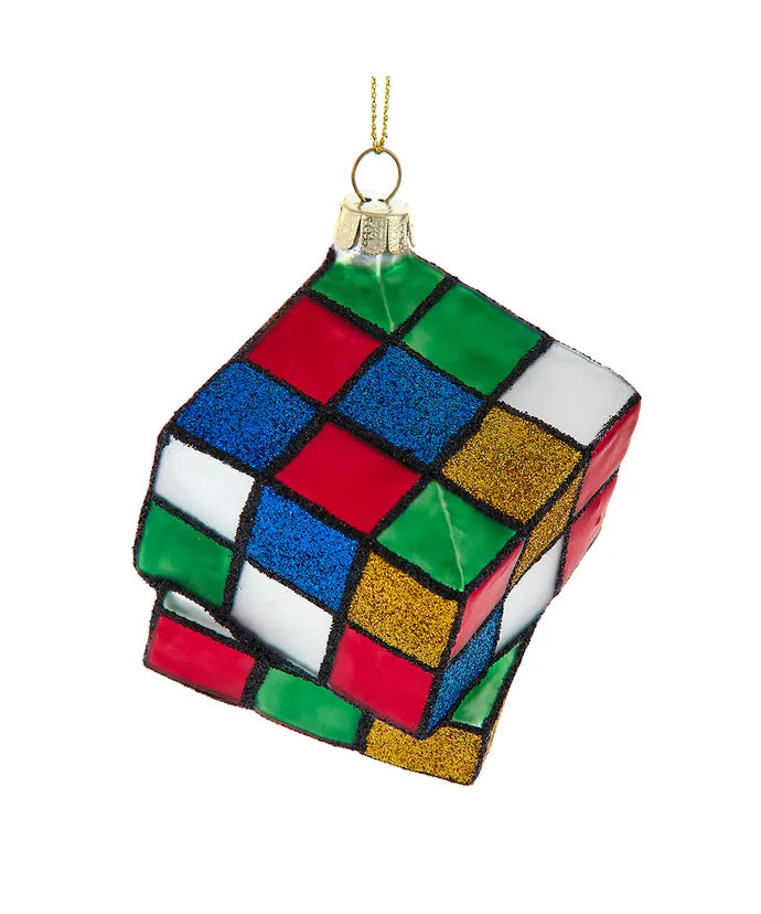 Glass Puzzle Cube Ornament