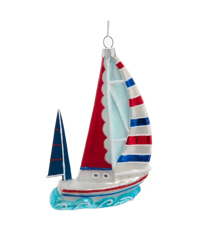 Glass Sailboat Ornament