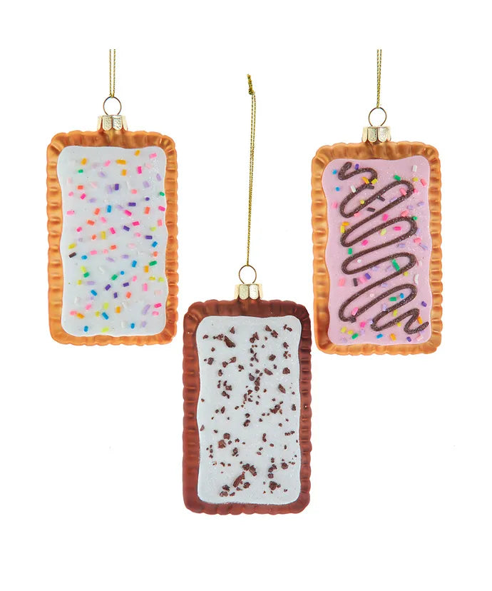 Glass Toaster Pastry Ornaments, 3 Assorted