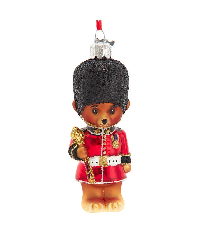Glass Royal Guard Teddy Bear Ornament