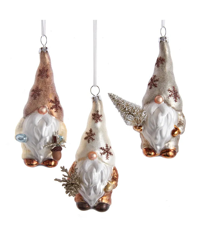 Glass Rustic Glam Gnome Ornaments