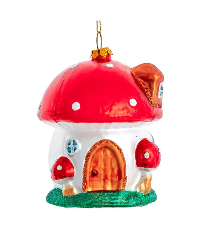 Glass Mushroom House Ornament