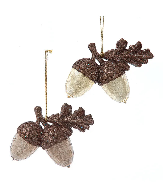 Brown & Gold Acorn Ornaments, 2 Assorted
