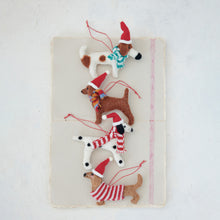 Load image into Gallery viewer, Wool Felt Dog in Hat Ornament
