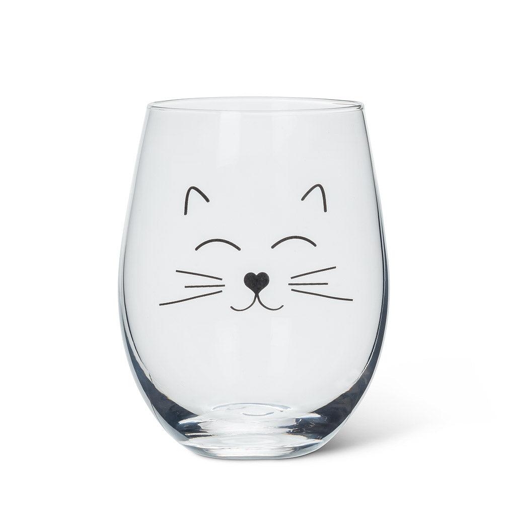Fancy Face Stemless Wine Glass