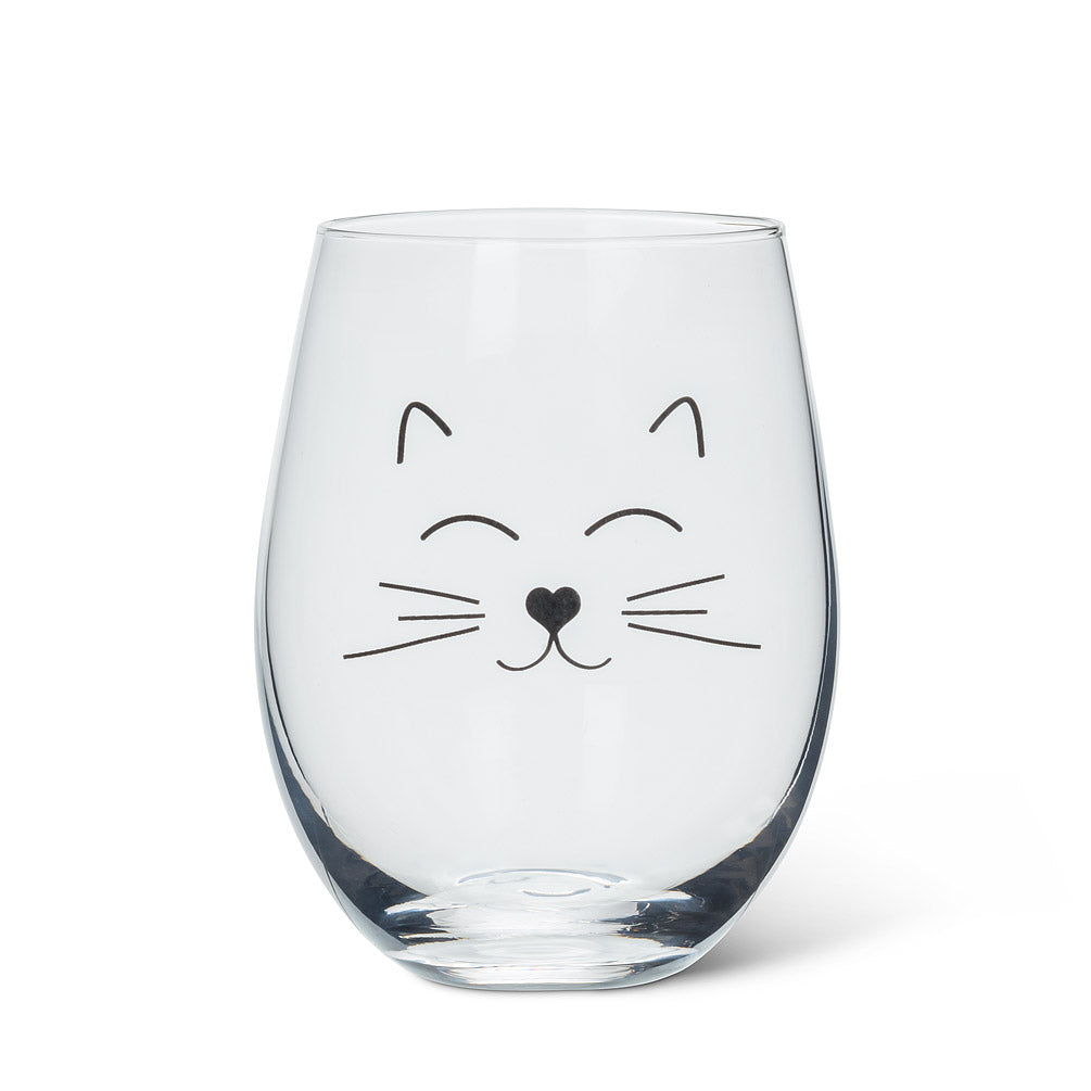 Fancy Face Stemless Wine Glass