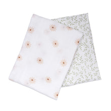 Load image into Gallery viewer, Lulujo Cotton Swaddles Daisy/Greenery 2 pack

