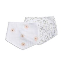 Load image into Gallery viewer, Lulujo 2PK Bandana Bibs - Daisy &amp; Greenery
