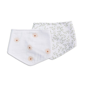 Lulujo 2PK Bandana Bibs - Daisy & Greenery
