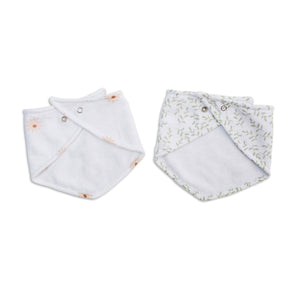 Lulujo 2PK Bandana Bibs - Daisy & Greenery