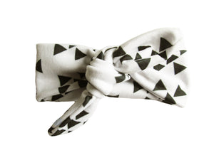 Baby Wisp - Top Knot Headband White w/ Black Geometric