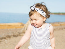 Load image into Gallery viewer, Baby Wisp - Top Knot Headband White w/ Black Geometric
